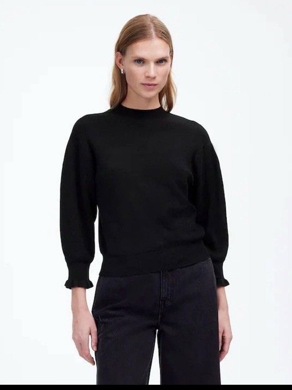 Madewell Merino Wool Ruffle Mockneck Sweater Nwt Size L Large